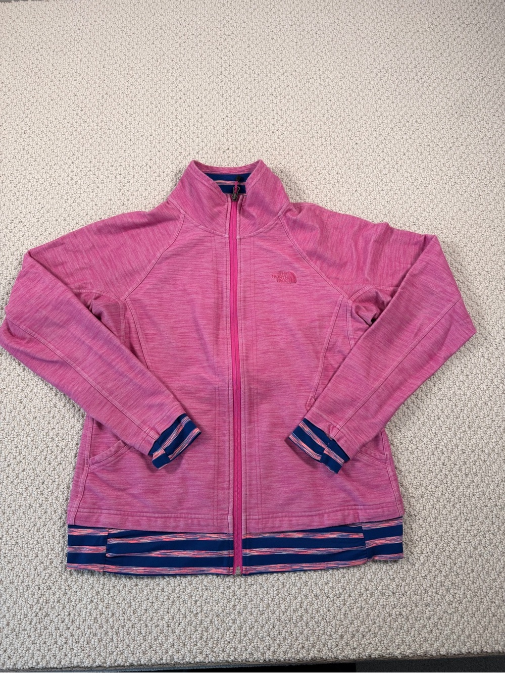 The North Face Pink Zip-Up Utility Jacket with Navy Trim
